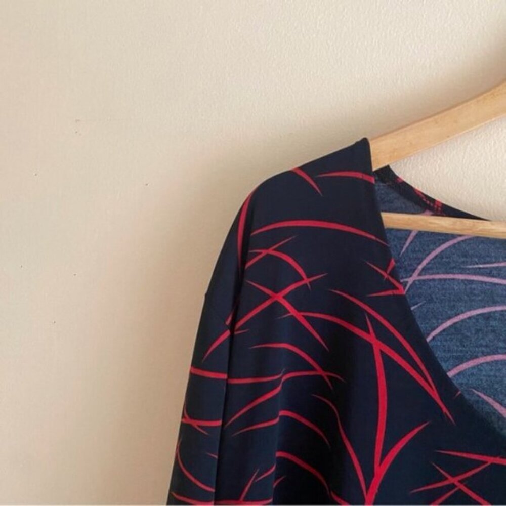 Ulla Popken Black Red Abstract Print Tunic Dress 3/4 Sleeve - Picture 4 of 14